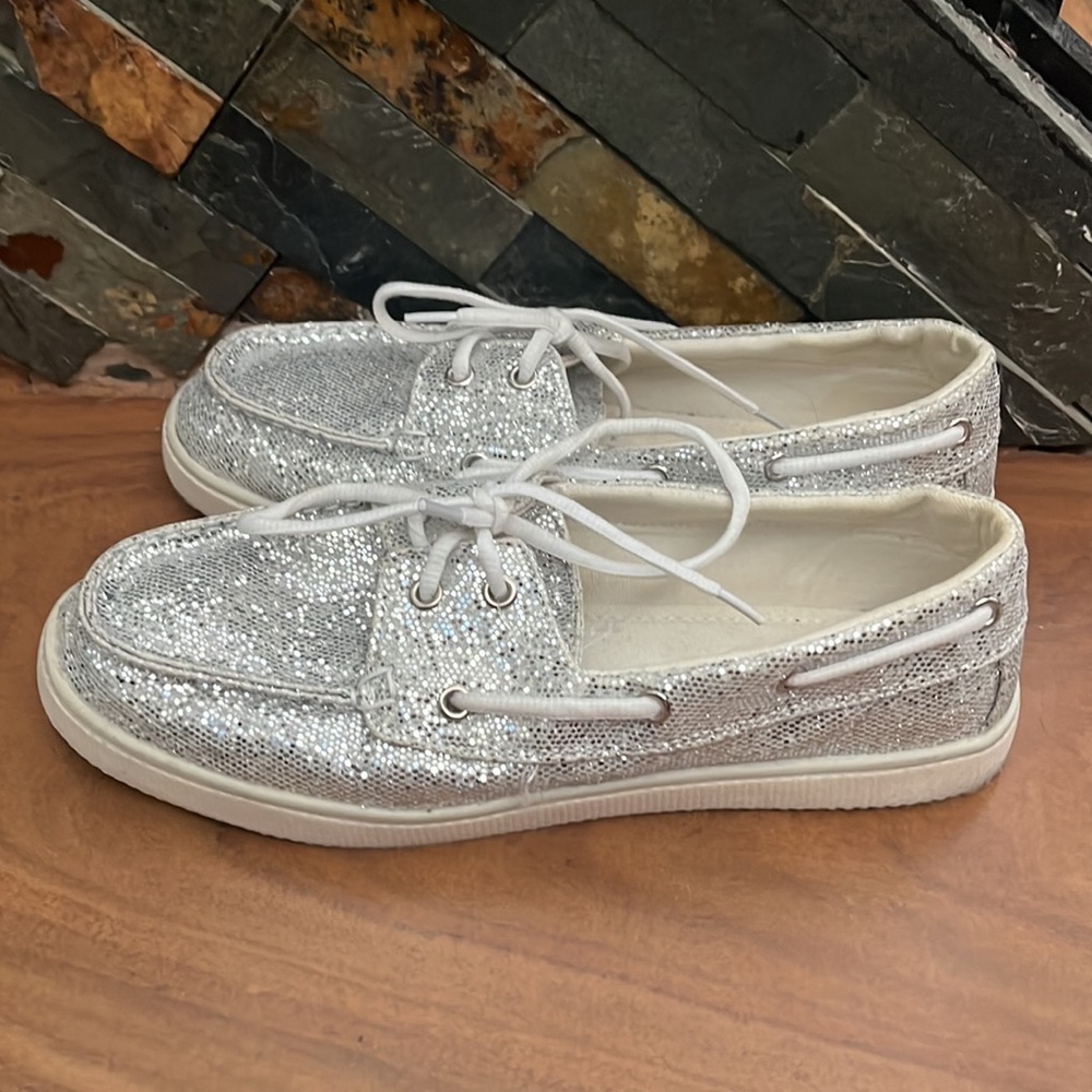 Silver boat shoes